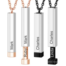 2021 new retractable three-dimensional stick pendant DIY custom name mother's day thanksgiving stainless steel necklace